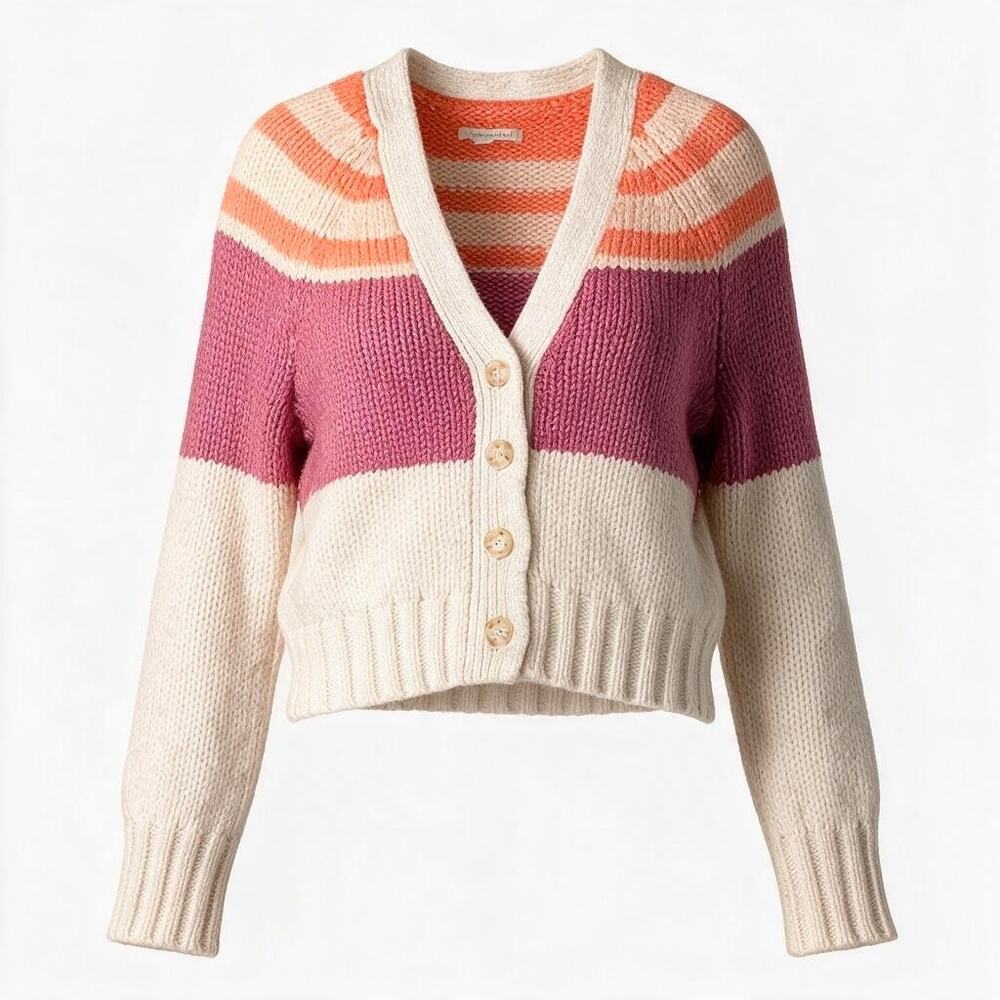 American Eagle Striped Cardigan Crop Sweater Women's XS Button Up V-Neck AE Fall